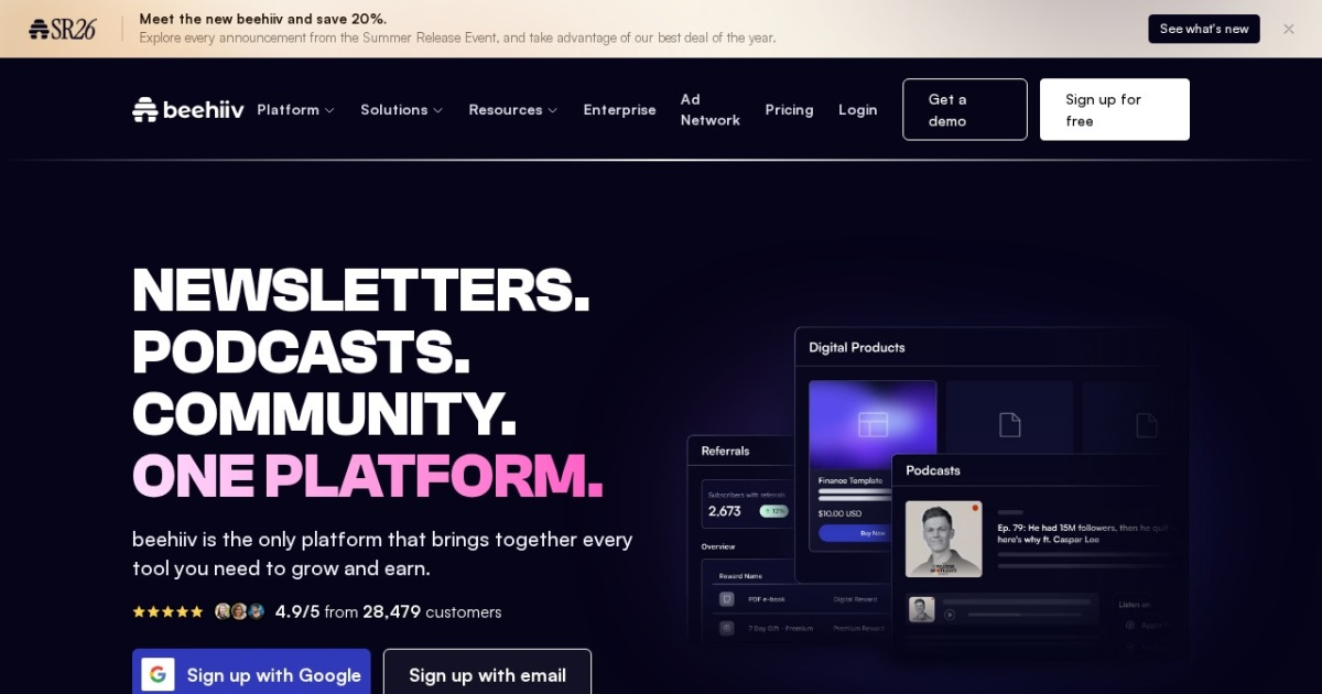 Screenshot of beehiiv