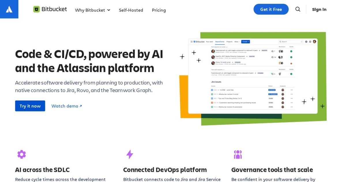 Screenshot of Bitbucket (Atlassian)