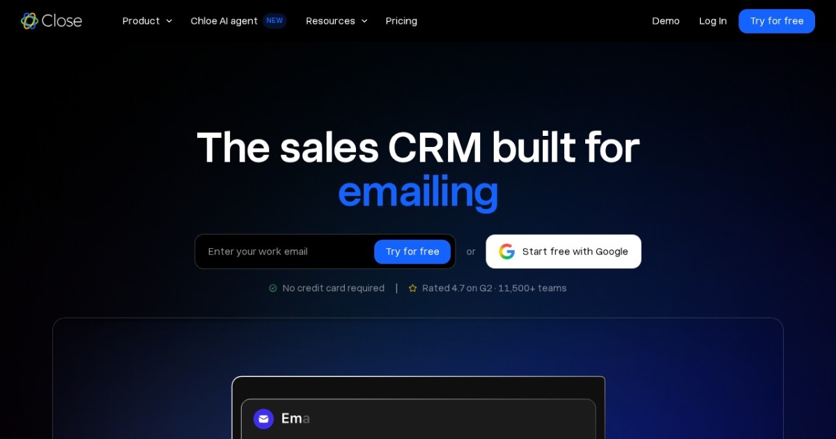 Screenshot of Close CRM