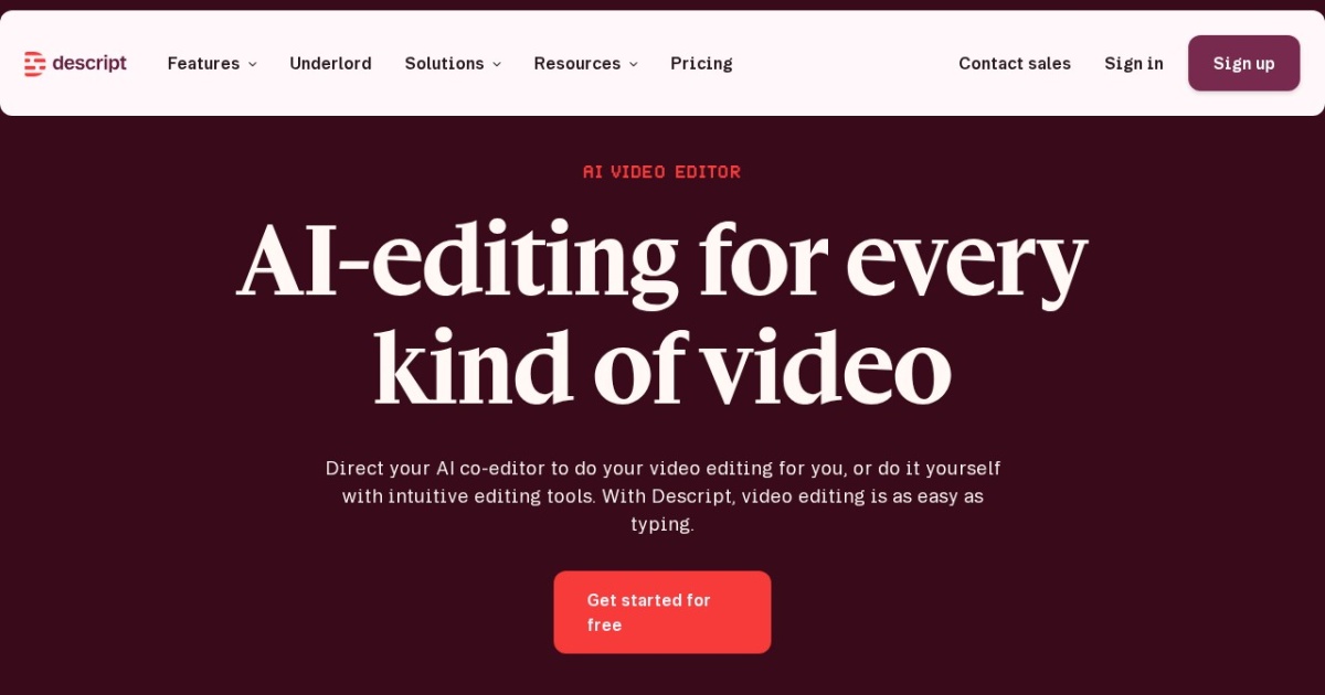 Screenshot of Descript