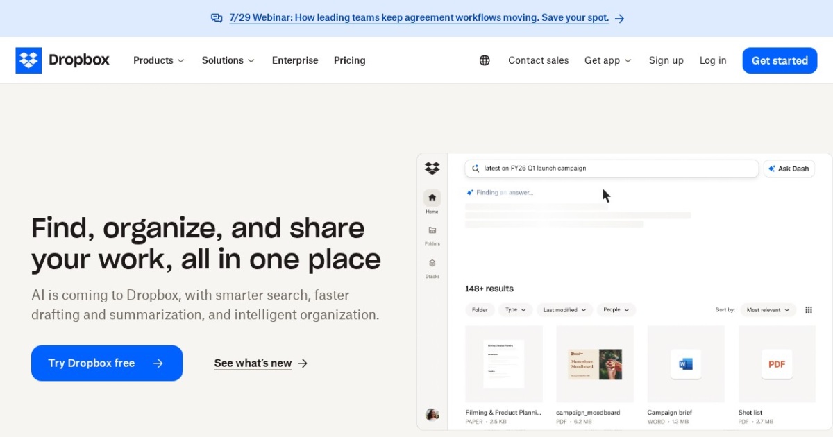 Screenshot of Dropbox