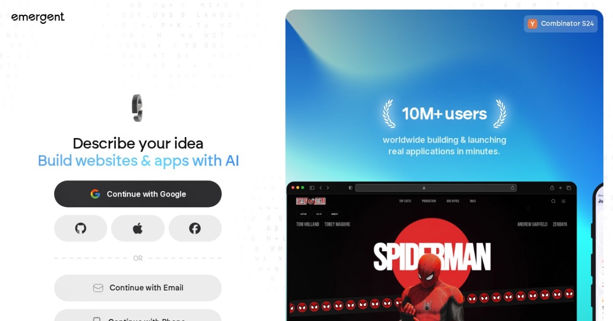 Screenshot of Emergent.sh