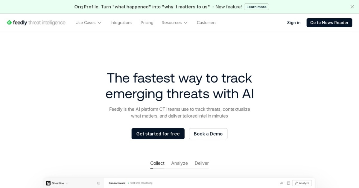 Screenshot of Feedly / Feedly Threat Intelligence