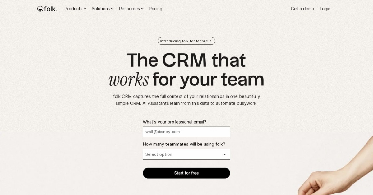 Screenshot of folk.app (CRM)