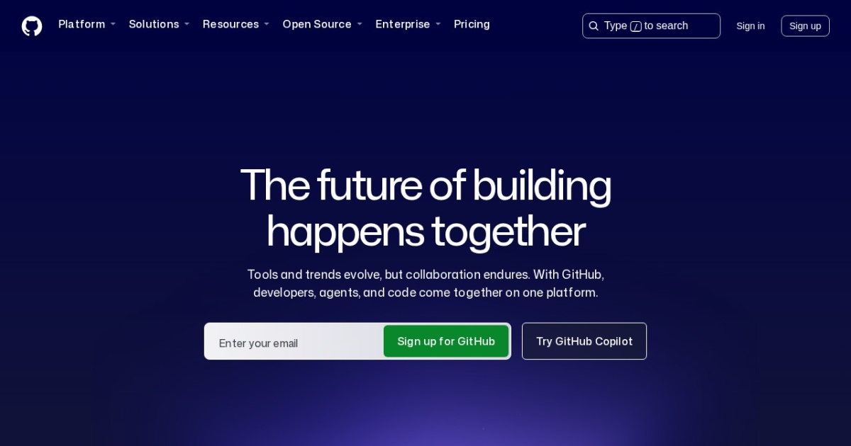 Screenshot of GitHub