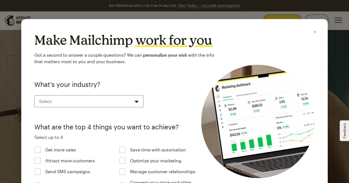 Screenshot of Mailchimp