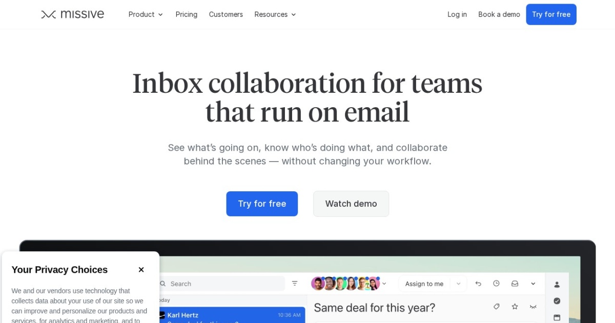 Screenshot of Missive