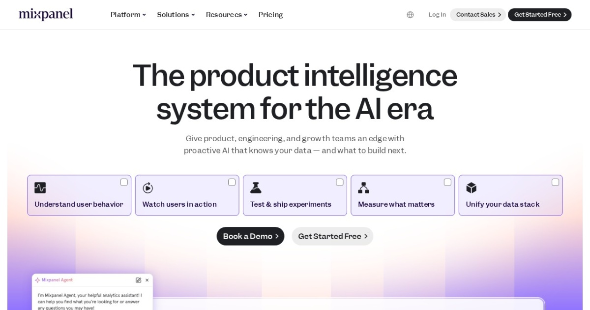 Screenshot of Mixpanel
