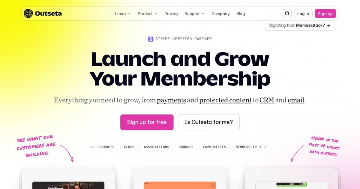 Screenshot of Outseta
