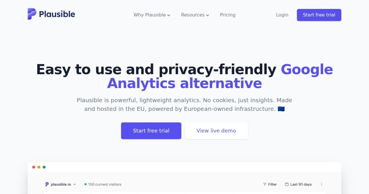 Screenshot of Plausible Analytics