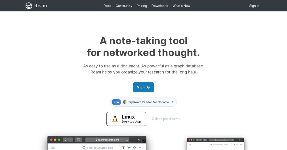 Screenshot of Roam Research
