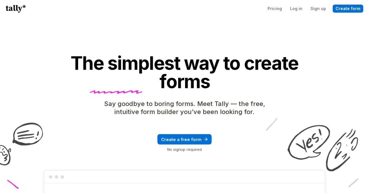 Screenshot of Tally (tally.so)