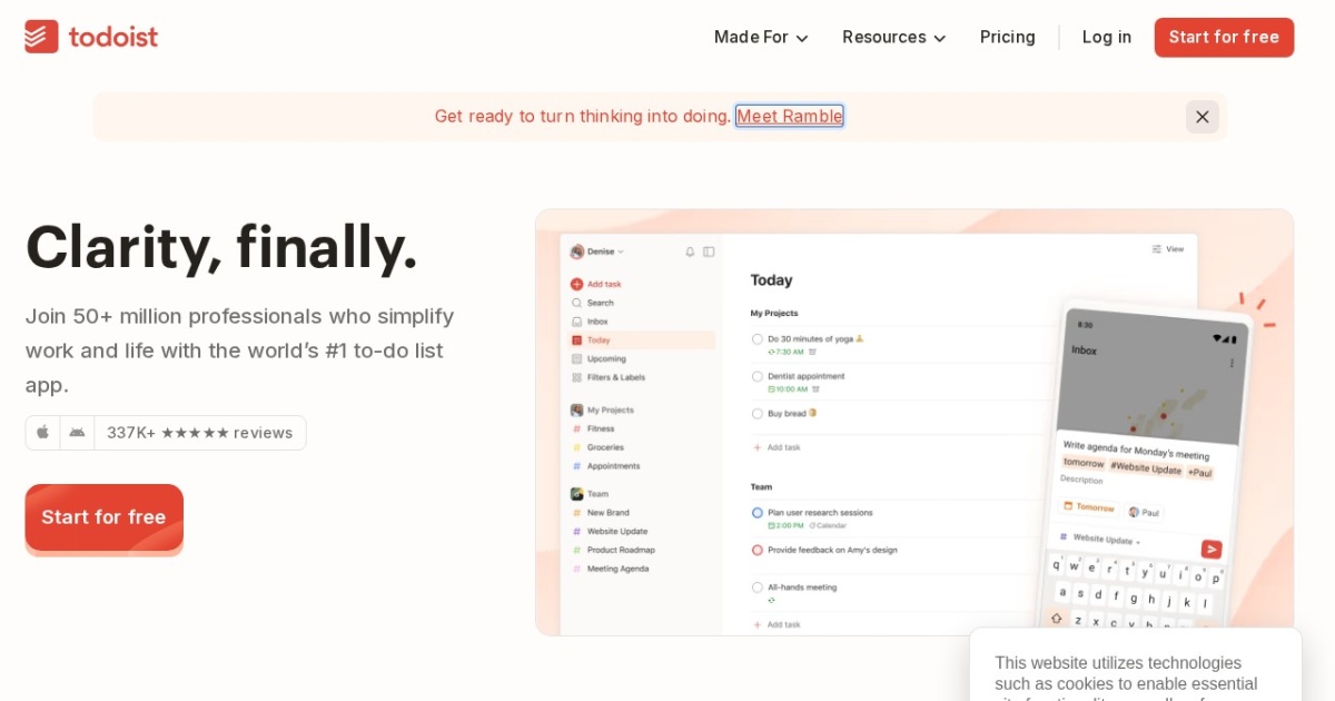 Screenshot of Todoist