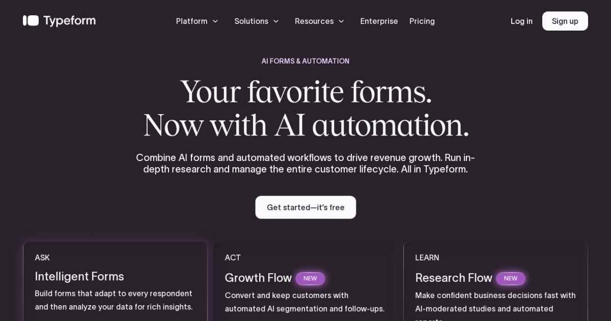 Screenshot of Typeform